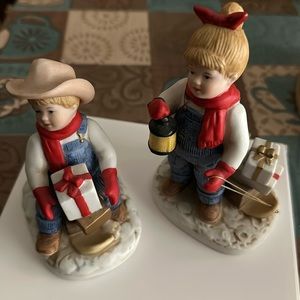 A pair of Denim Kids figurines by Home Interiors